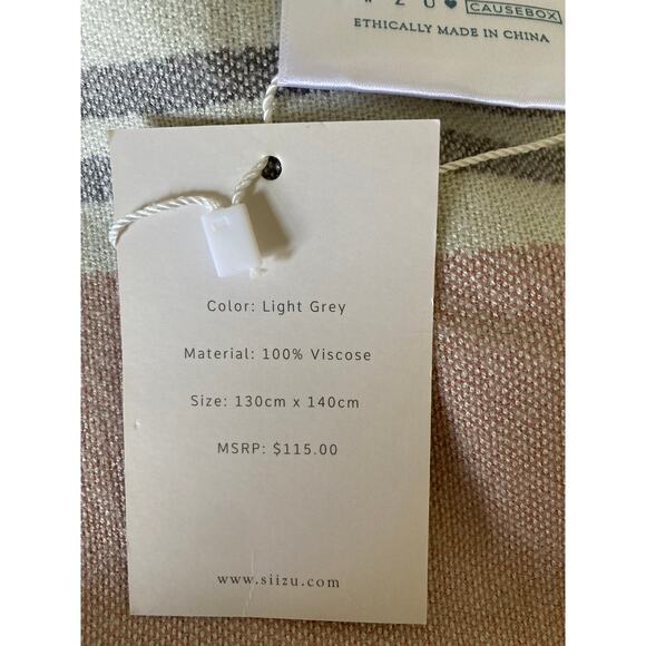 NWT Siizu Causebox blush pink/grey/cream stripe poncho scarf shawl, one size - Picture 9 of 12